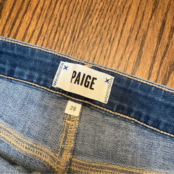 PAIGE Blue Jean JIMMY JIMMY Shorts with Cuffed Hem and Distressed Details Sz 28 - Picture 2 of 9